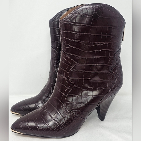 Nanette Lepore Shoes - Nanette Lepore Women's Sage Faux Leather Brown Croc Cowboy Boots Size 9.5M